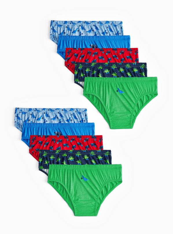 Bright Dino Printed Briefs 10 Pack  2-3 years